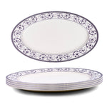Claytan Callista 14.2 inch Hand-Glazed Ceramic Oval Platter (Purple & White Set Of 1)