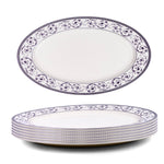 Claytan Callista 14.2 inch Hand-Glazed Ceramic Oval Platter (Purple & White Set Of 1)
