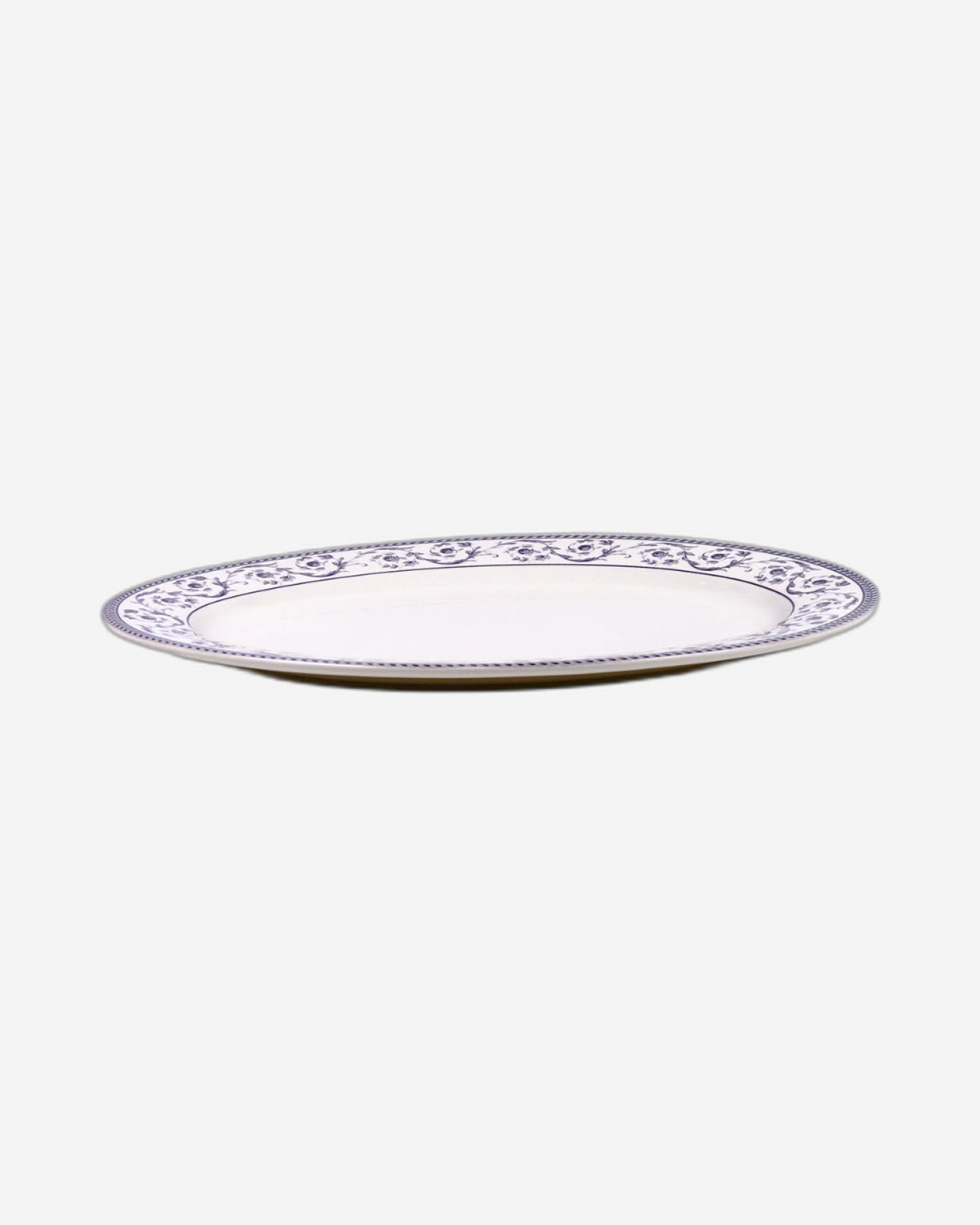 Claytan Callista 14.2 inch Hand-Glazed Ceramic Oval Platter (Purple & White Set Of 1)