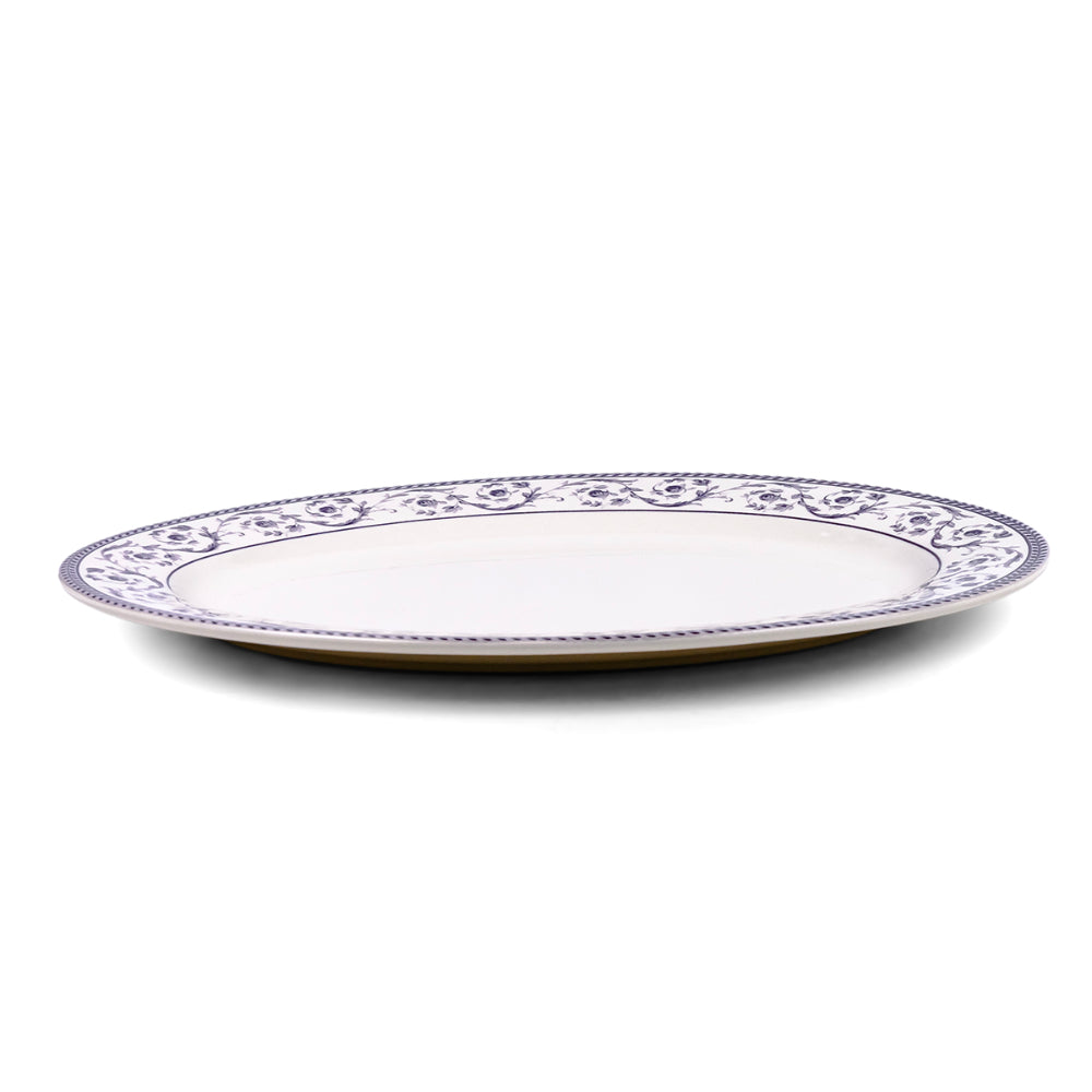 Claytan Callista 14.2 inch Hand-Glazed Ceramic Oval Platter (Purple & White Set Of 1)