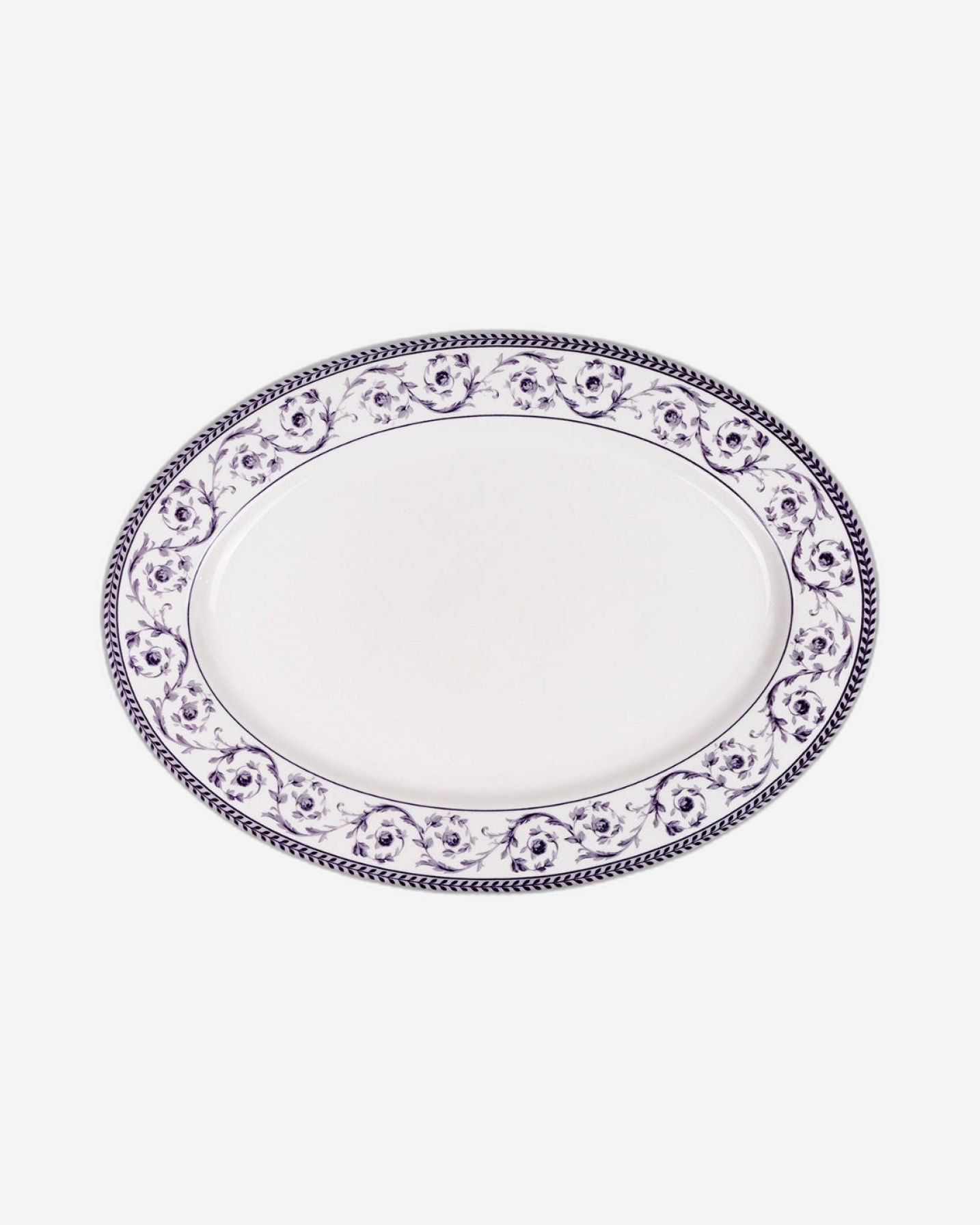 Claytan Callista 14.2 inch Hand-Glazed Ceramic Oval Platter (Purple & White Set Of 1)