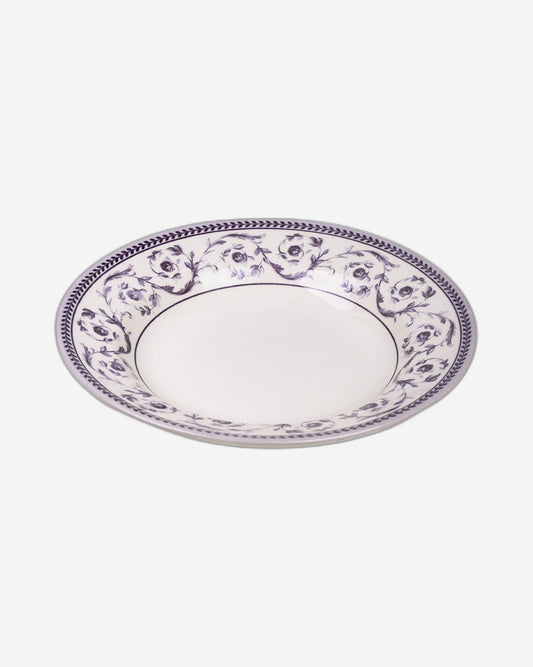 Claytan Callista 9.1 inch Ceramic Soup Plate (Purple & White, Set Of 1)
