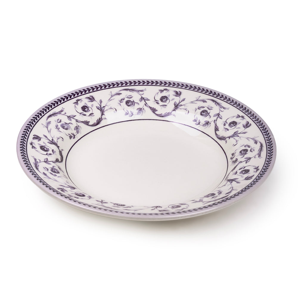 Claytan Callista 9.1 inch Ceramic Soup Plate (Purple & White, Set Of 1)