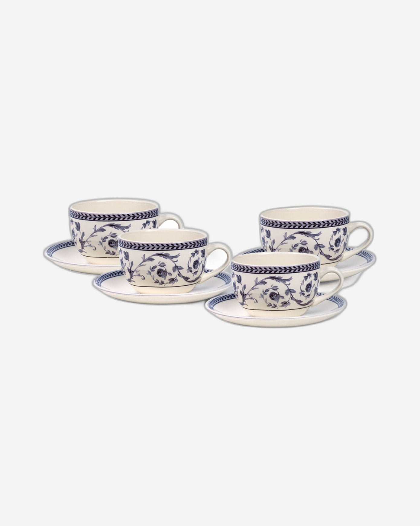 Claytan Callista 240 ml Ceramic Coffee Cup & Saucer Set (Purple & White, Set Of 1)