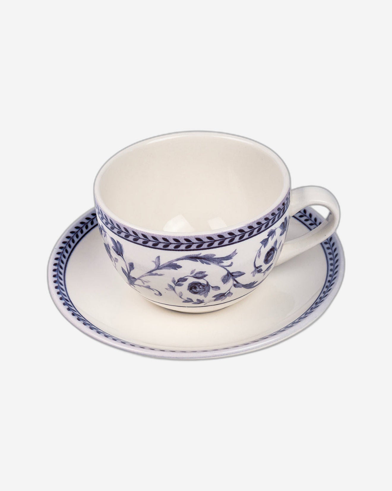 Claytan Callista 240 ml Ceramic Coffee Cup & Saucer Set (Purple & White, Set Of 1)
