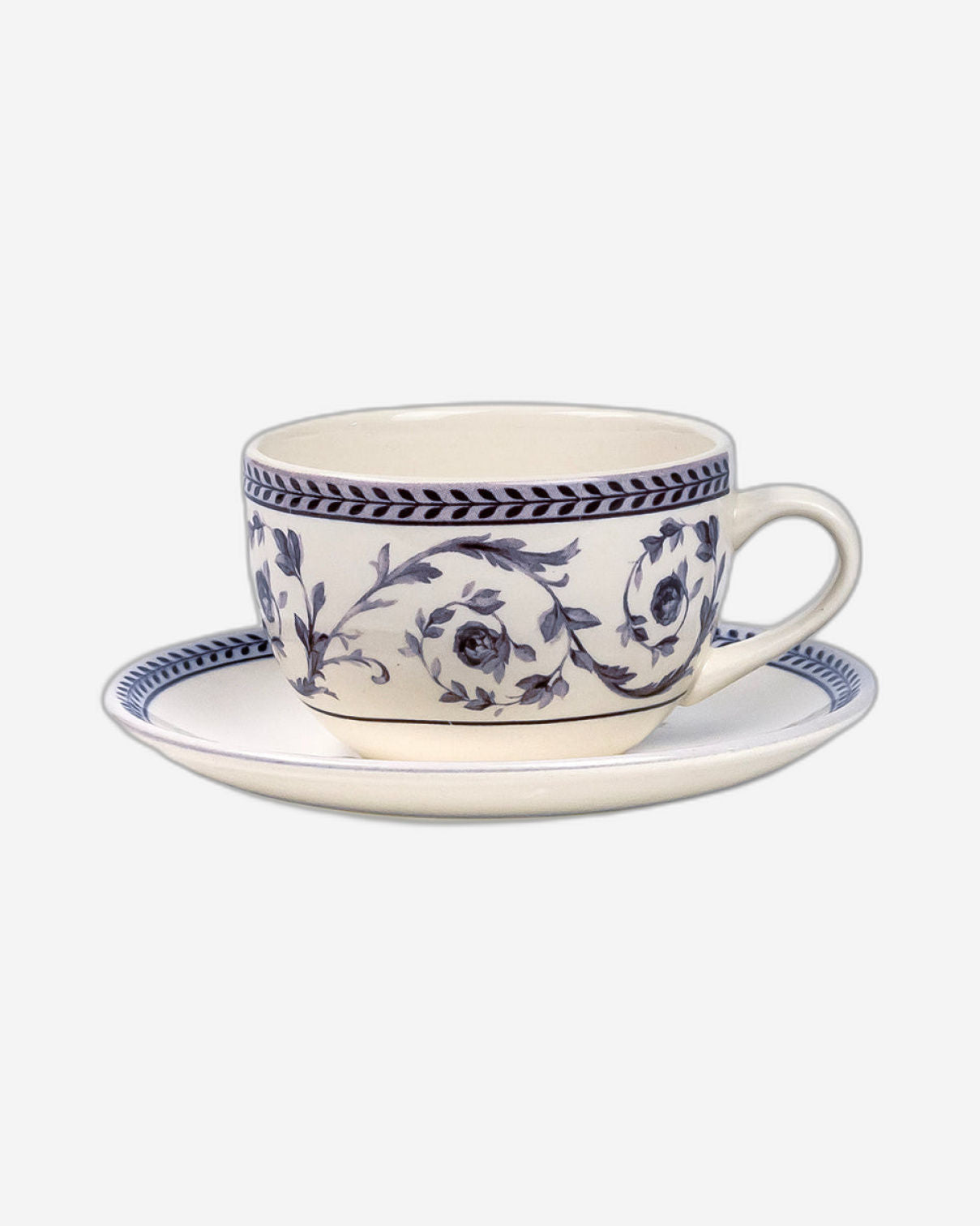 Claytan Callista 240 ml Ceramic Coffee Cup & Saucer Set (Purple & White, Set Of 1)