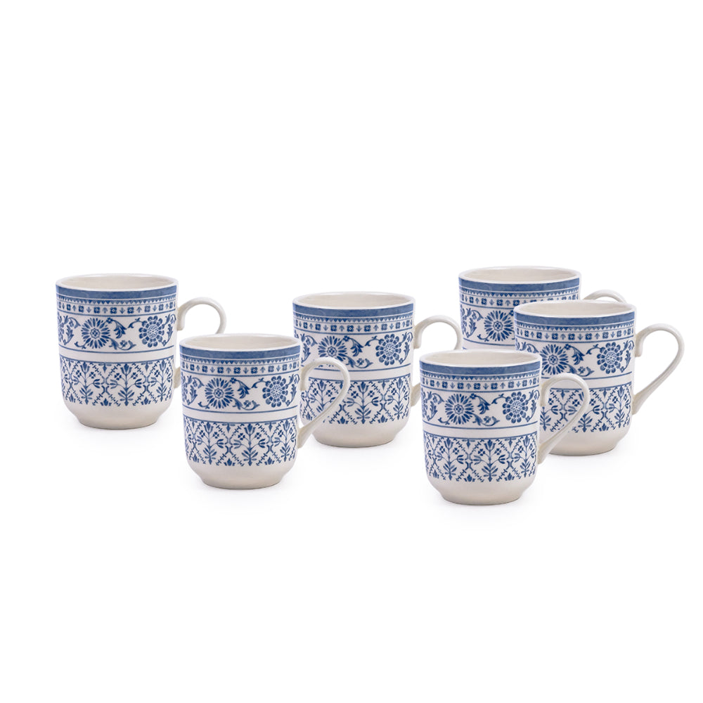 Claytan Plethora 370 ml Porcelain Mug (Grey & White, Set Of 1)