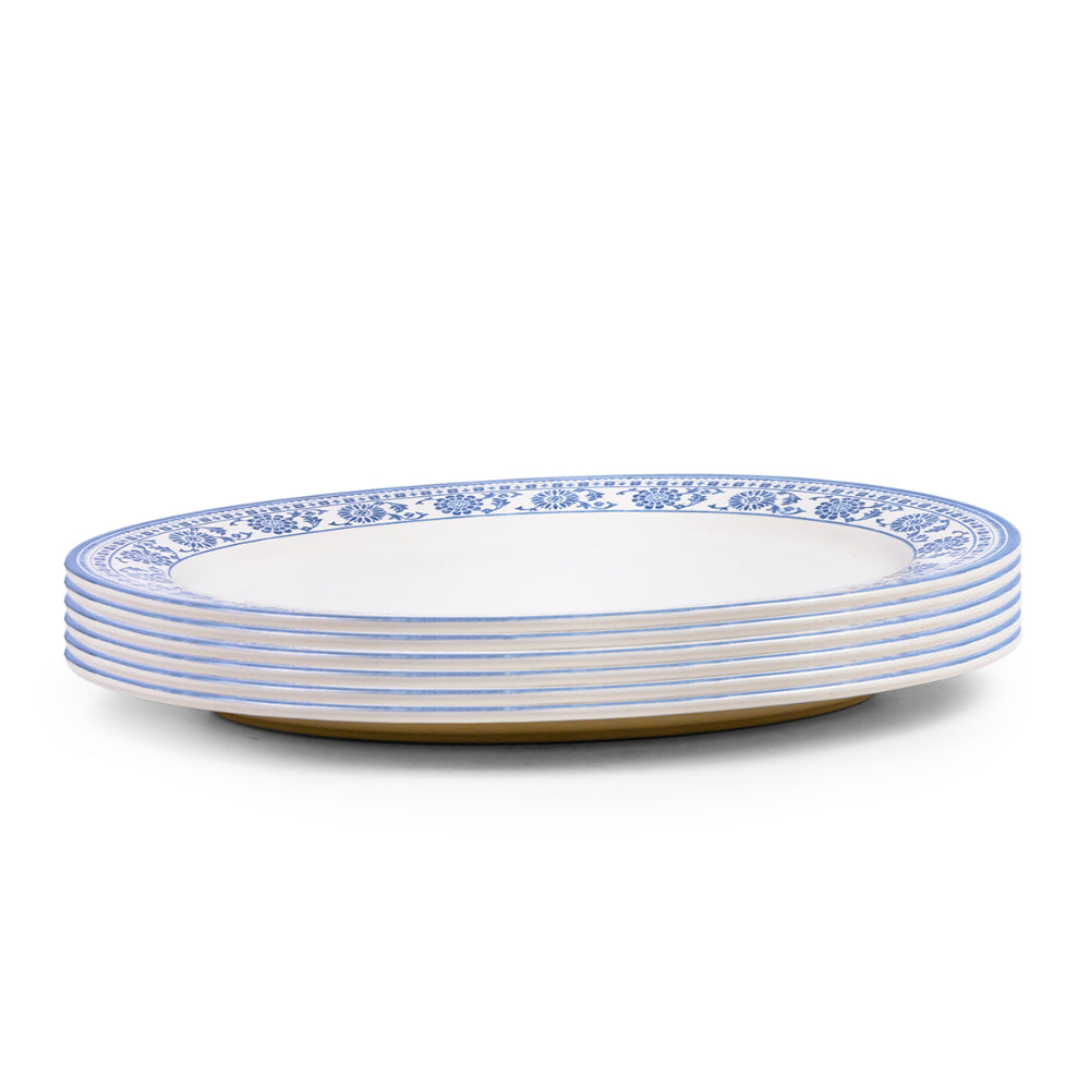 Claytan Plethora 14.2 inch Hand-Glazed Ceramic Oval Platter (Grey & White, Set Of 1)