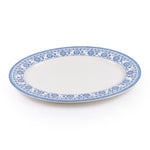 Claytan Plethora 14.2 inch Hand-Glazed Ceramic Oval Platter (Grey & White, Set Of 1)