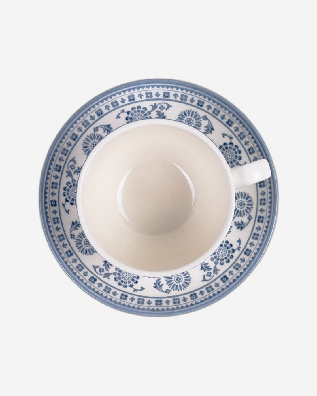 Claytan Plethora Grey-Rim 240 ml Porcelain Coffee Cup & Saucer Set (Grey & Blue, Set Of 1)