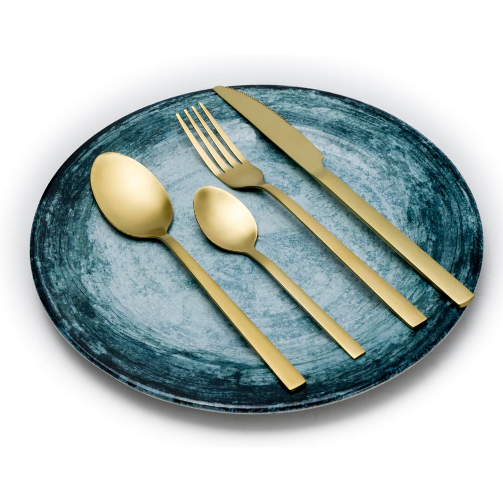 Cuisine Art Claire 16-Piece Cutlery Set - Elegant Gold Stainless Steel Flatware