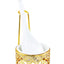 Bone China Shallow Soup Spoon Rest in Gold Metal Rack with Serving Spoon, White/Gold