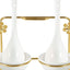 Shallow Soup Rest in Gold Metal Rack, White | 2 Compartment Soup Rest with 2 Serving Spoons - Elegant Dining Accessory