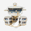 Shallow Porcelain 17-Piece Soup Set - White and Gold Elegance | Elegant Soup Set with Golden Metal Stand, White & Gold