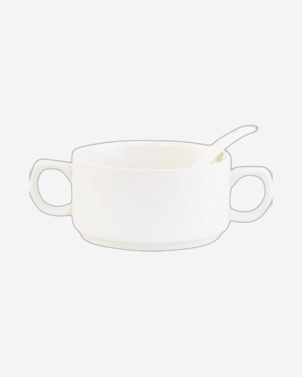 Shallow CX1526S White Soup Set with Golden Metal Stand - 17 Pieces | Elegant Soup Set with Gold Metal Stand, White & Gold Color