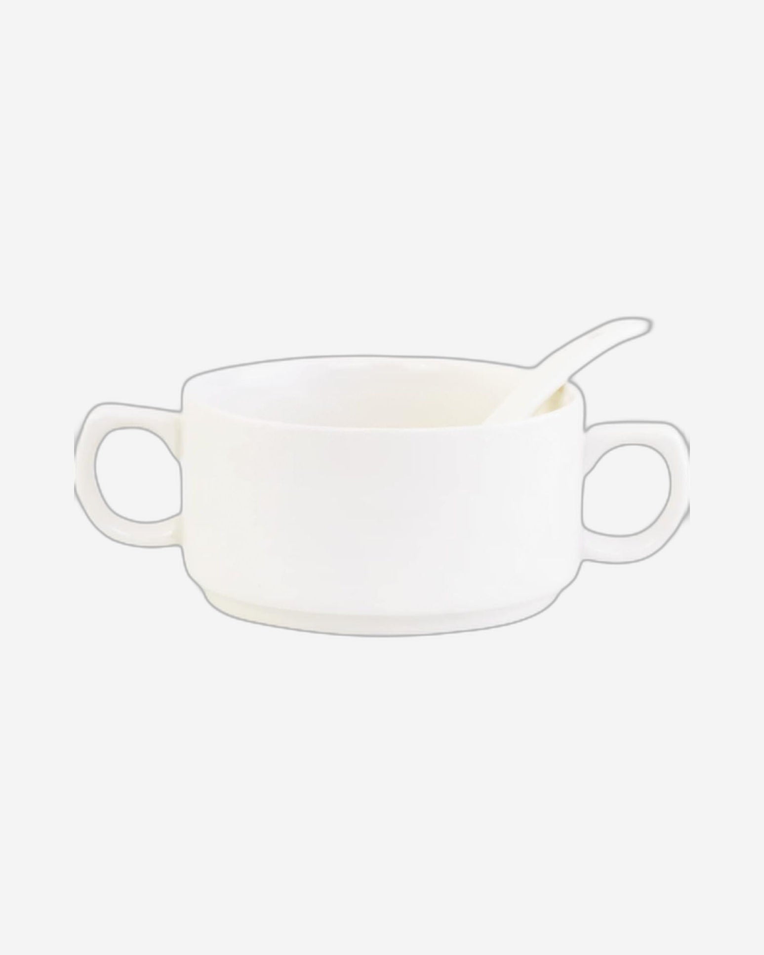 Shallow CX1526S White Soup Set with Golden Metal Stand - 17 Pieces | Elegant Soup Set with Gold Metal Stand, White & Gold Color