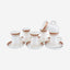 Shallow Bone China Istikan Cups and Saucers Set, White/Gold, 90ml - 12 Pieces
