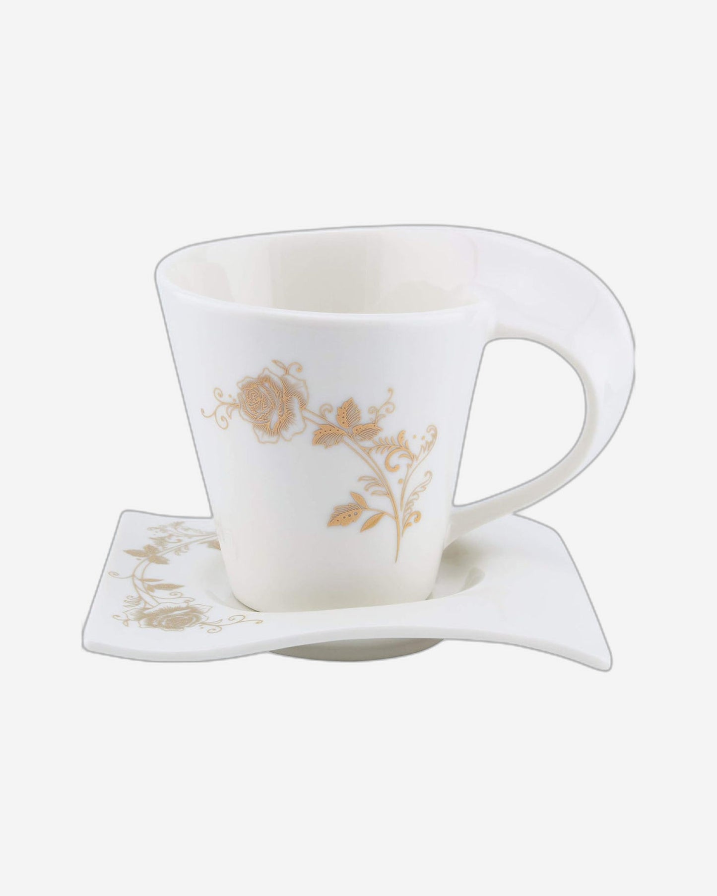 Shallow 12-Piece 90cc Bone China Cups and Saucers Set | Elegant Tea and Coffee Cups with Matching Saucers