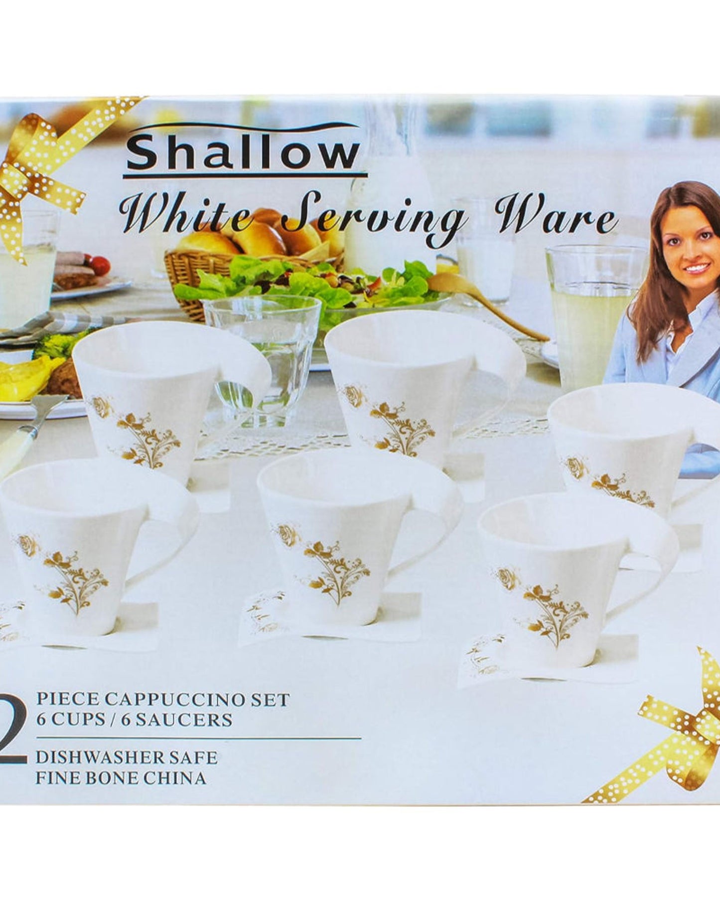Shallow 12-Piece 90cc Bone China Cups and Saucers Set | Elegant Tea and Coffee Cups with Matching Saucers