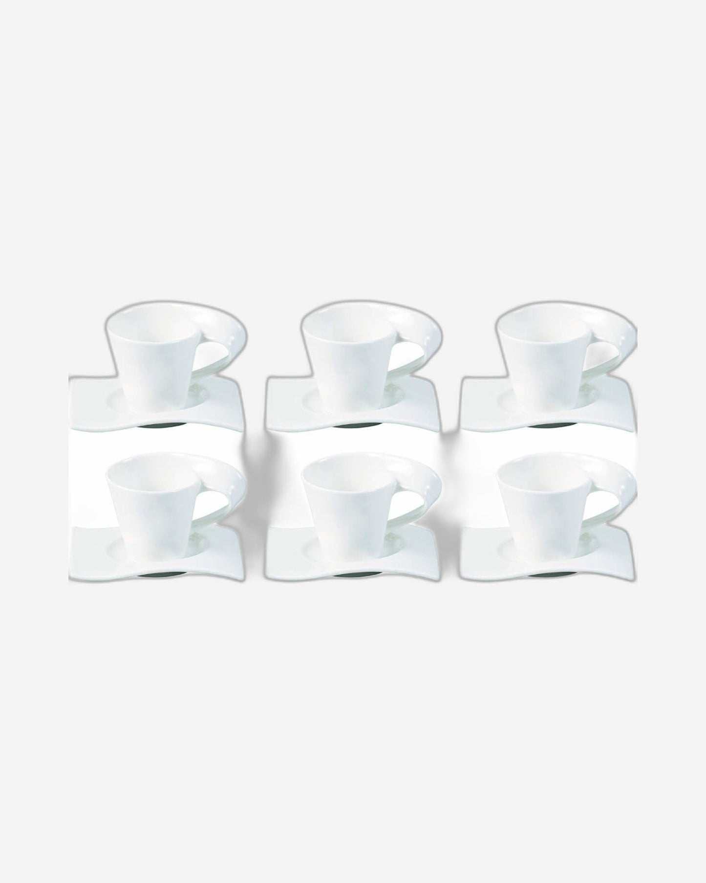 Shallow Bone China Cups and Saucers Set, White, 200cc | Elegant Tea and Coffee Set