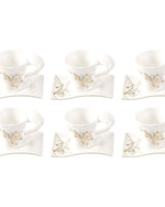 Shallow Porcelain Cup and Saucer Set, 12 Pieces, 200ml | Elegant White Tea and Coffee Set