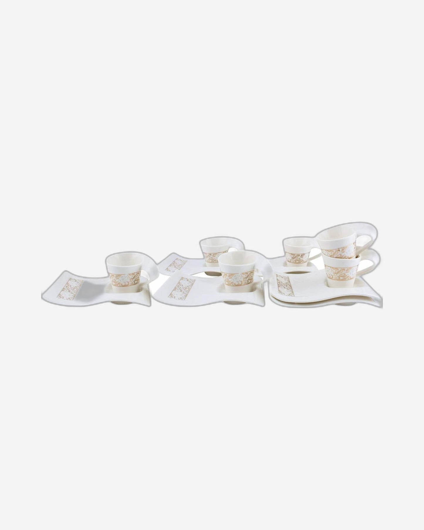 Shallow Porcelain 12-Piece Cup and Saucer Set, 200ml | Elegant White Tea and Coffee Set