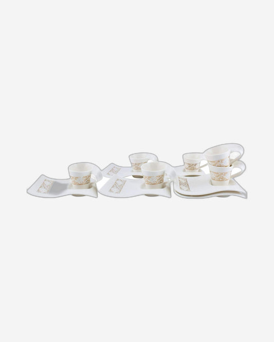 Shallow Porcelain 12-Piece Cup and Saucer Set, 200ml | Elegant White Tea and Coffee Set