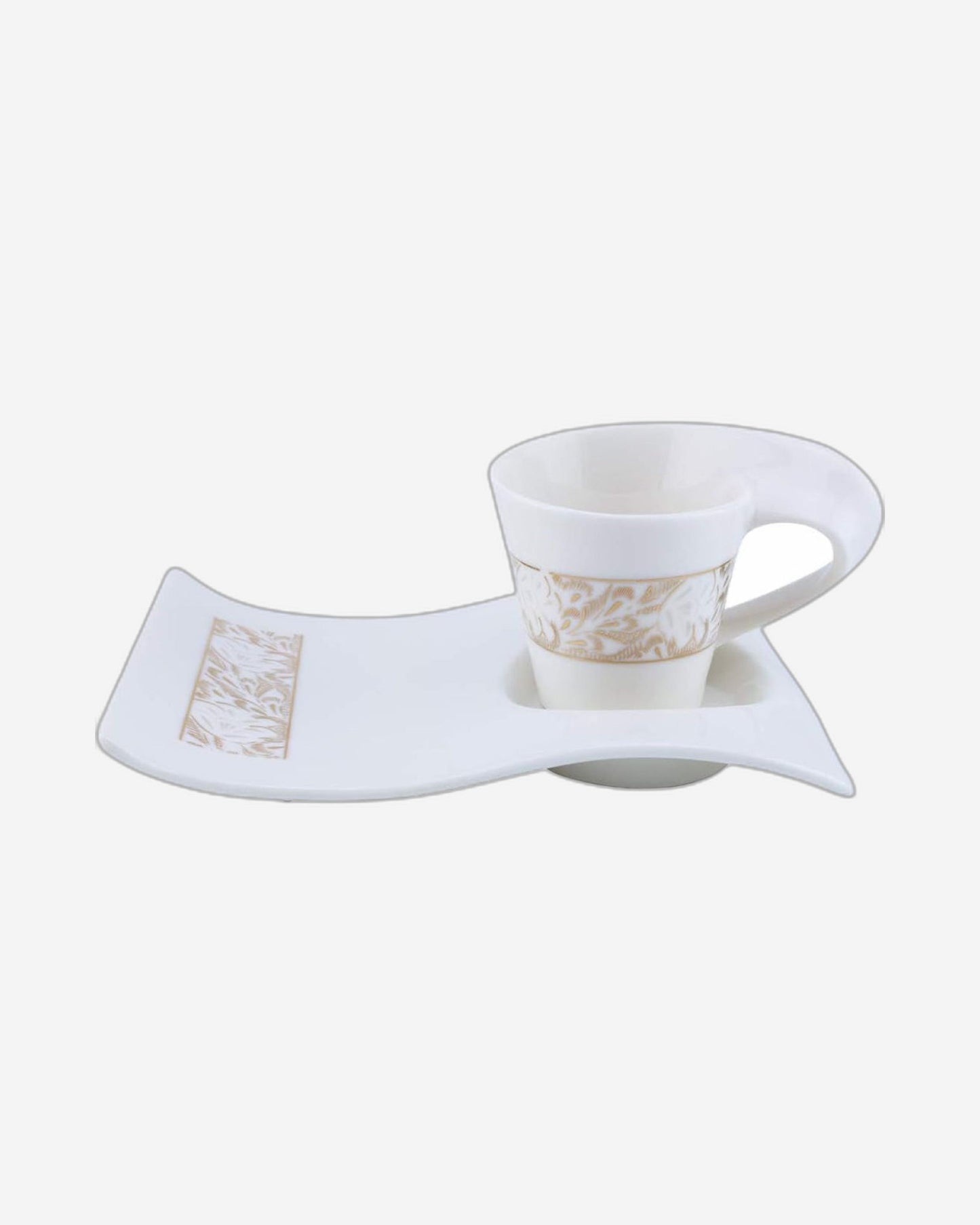 Shallow Porcelain 12-Piece Cup and Saucer Set, 200ml | Elegant White Tea and Coffee Set