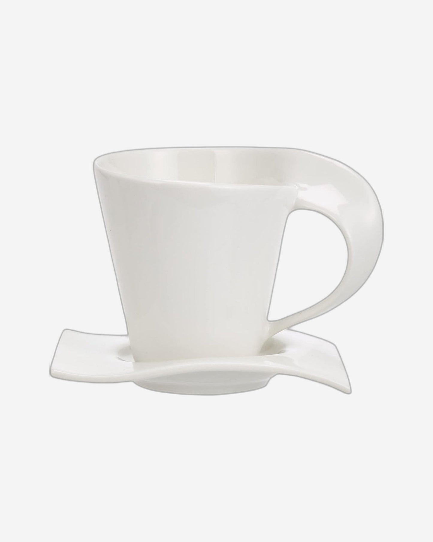 Shallow Bone China Tea Set, White - 15-Piece Set with 1050ml Teapot, 175ml Creamer, 175ml Sugar Bowl, 6x 150ml Cups, and 6 Saucers