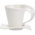 Shallow Bone China Tea Set, White - 15-Piece Set with 1050ml Teapot, 175ml Creamer, 175ml Sugar Bowl, 6x 150ml Cups, and 6 Saucers