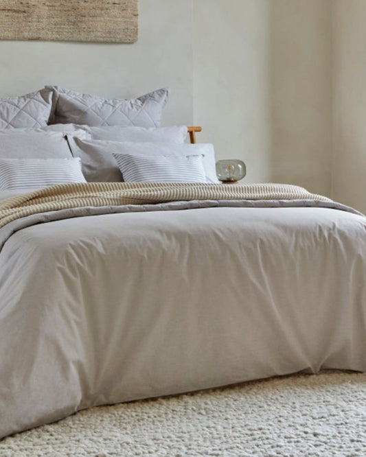 Christy "Stornoway Chambray" Duvet Cover Sets in Stone (Beige)