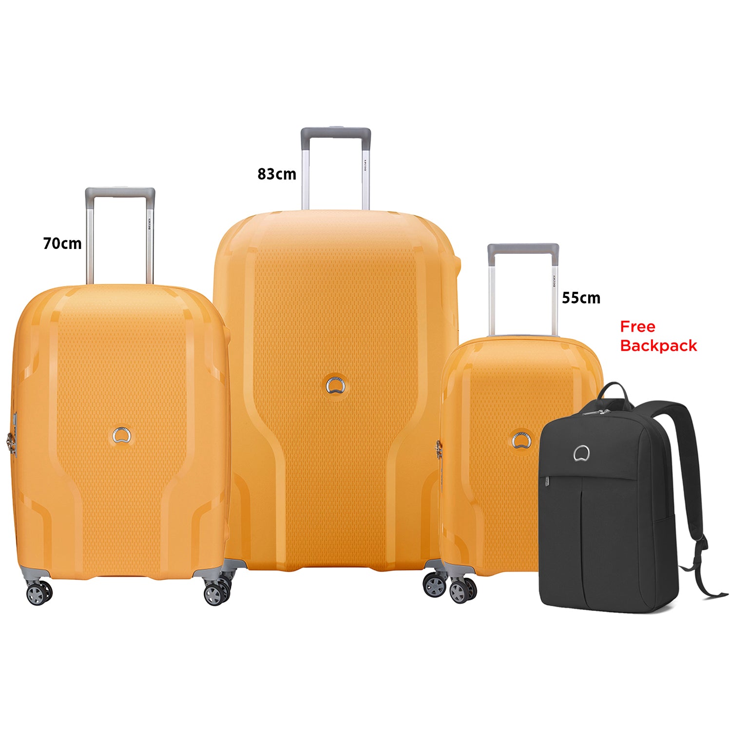 Delsey Paris Clavel 3 Piece Luggage Set +  Free  Agreable Backpack