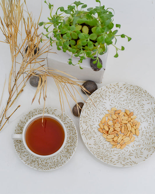 Dankotuwa 24-pc Dinner Set with Green Leaves Desert Flower City of UAE