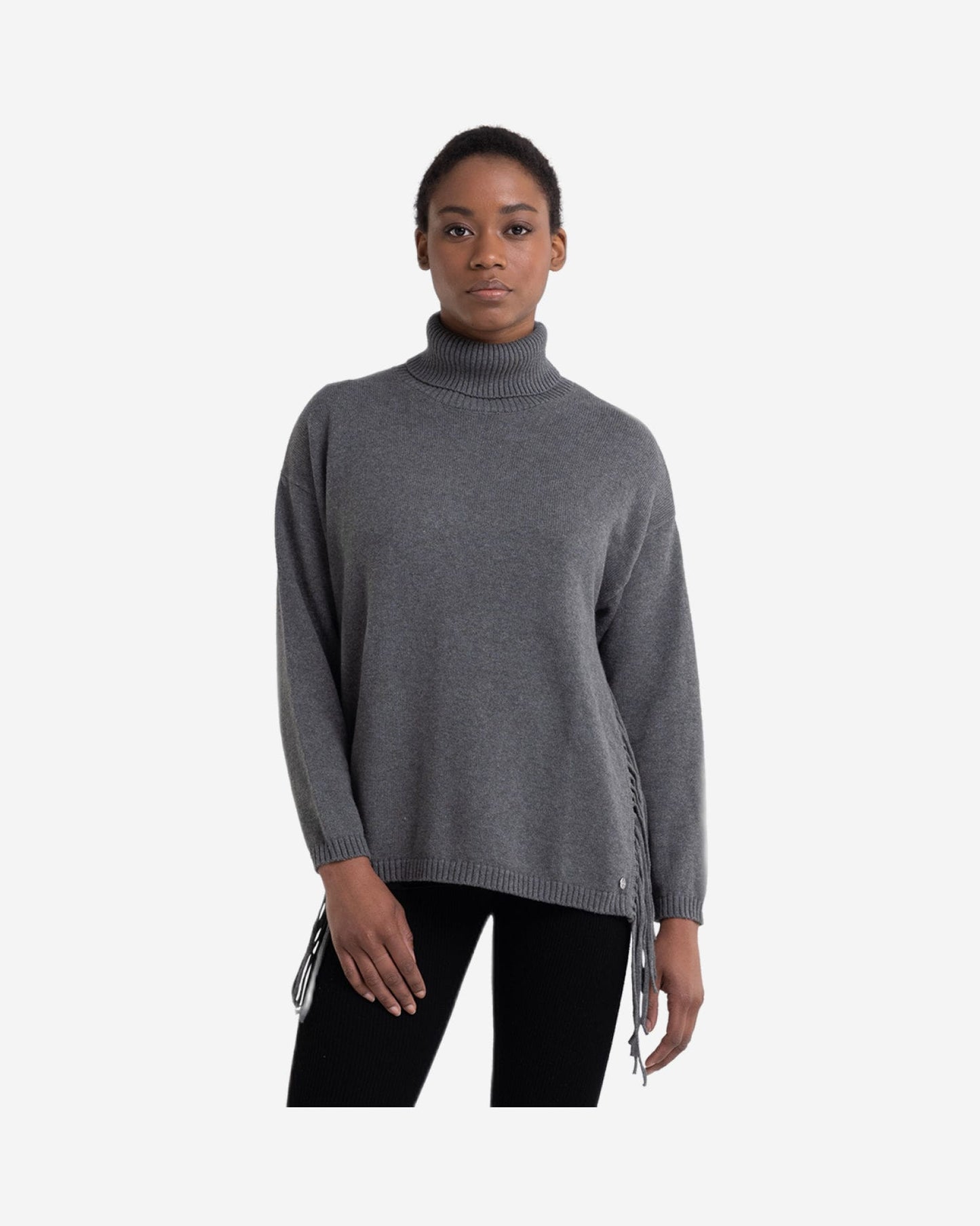 Turtleneck Sweater With Fringes