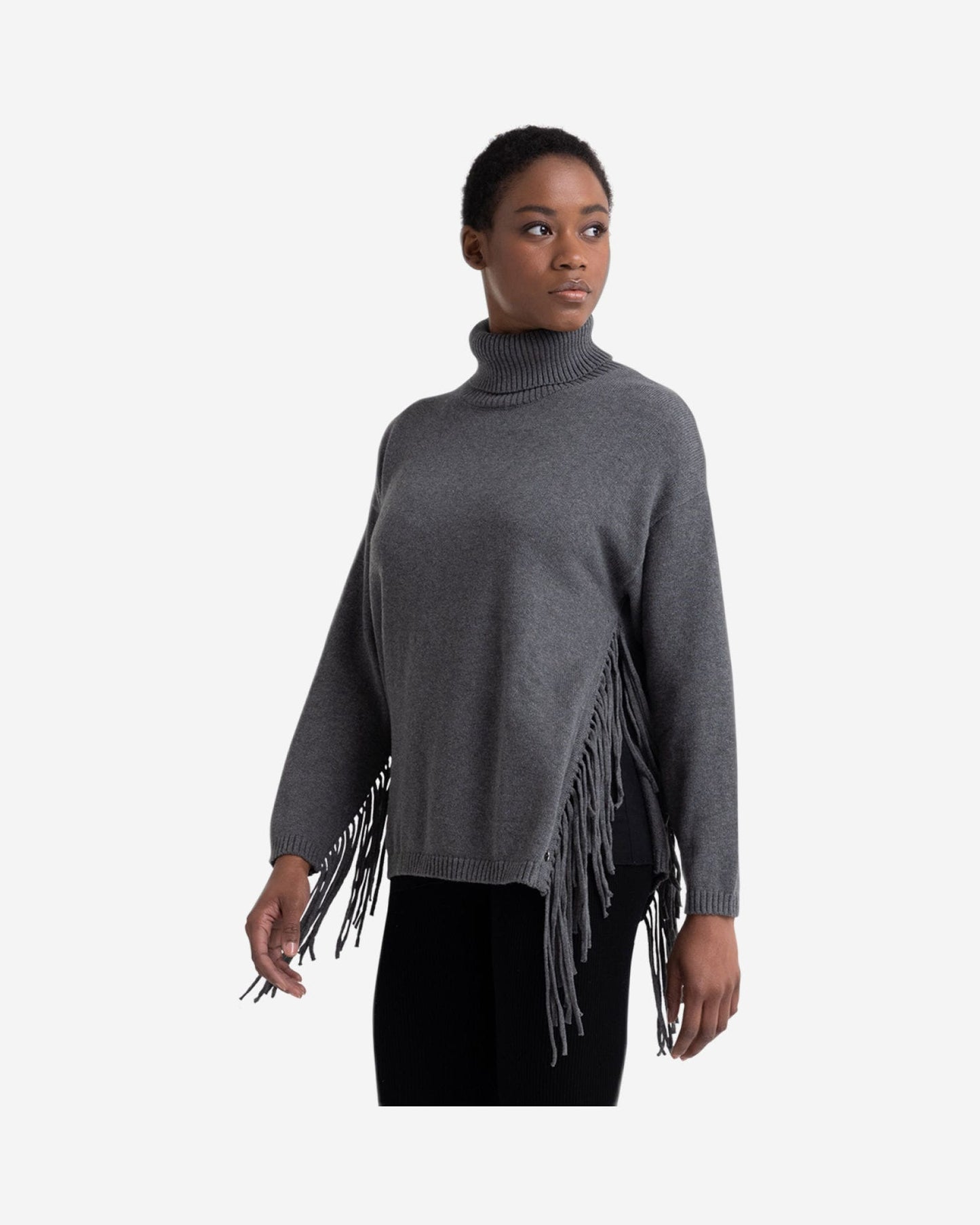 Turtleneck Sweater With Fringes