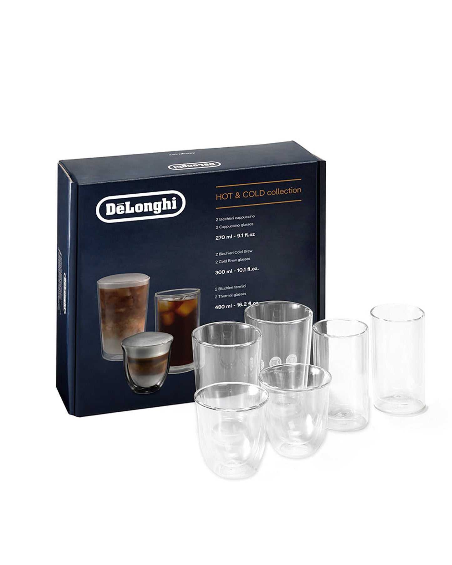 De'Longhi 6 Glass Set Hot & Cold Collection