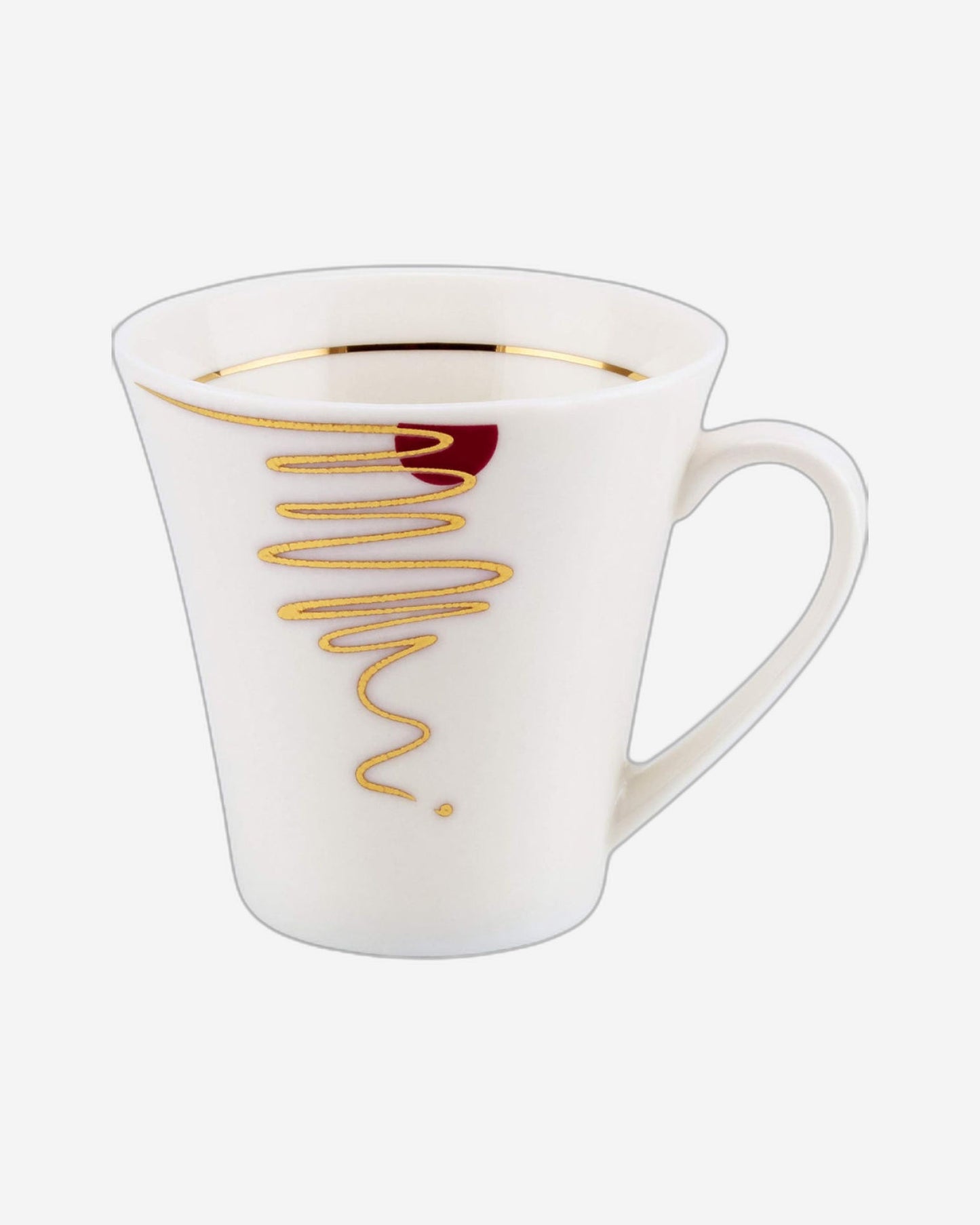 Shallow Bone China Cups and Saucers Set, White/Gold, 200ml, 12 Pieces – Elegant Tea and Coffee Set