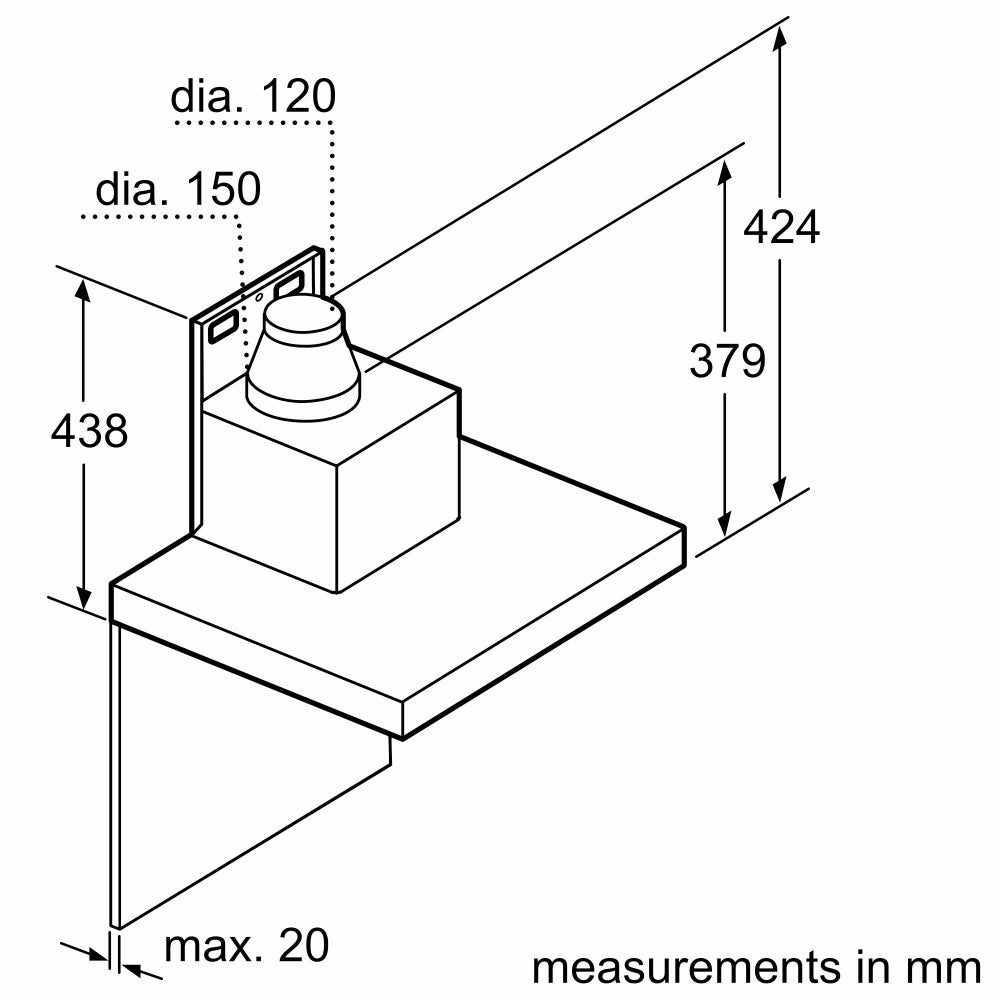 Bosch Serie 6 Wall Mounted Cooker Hood 60 cm, Touch Control - Stainless Steel DWB68JQ50B