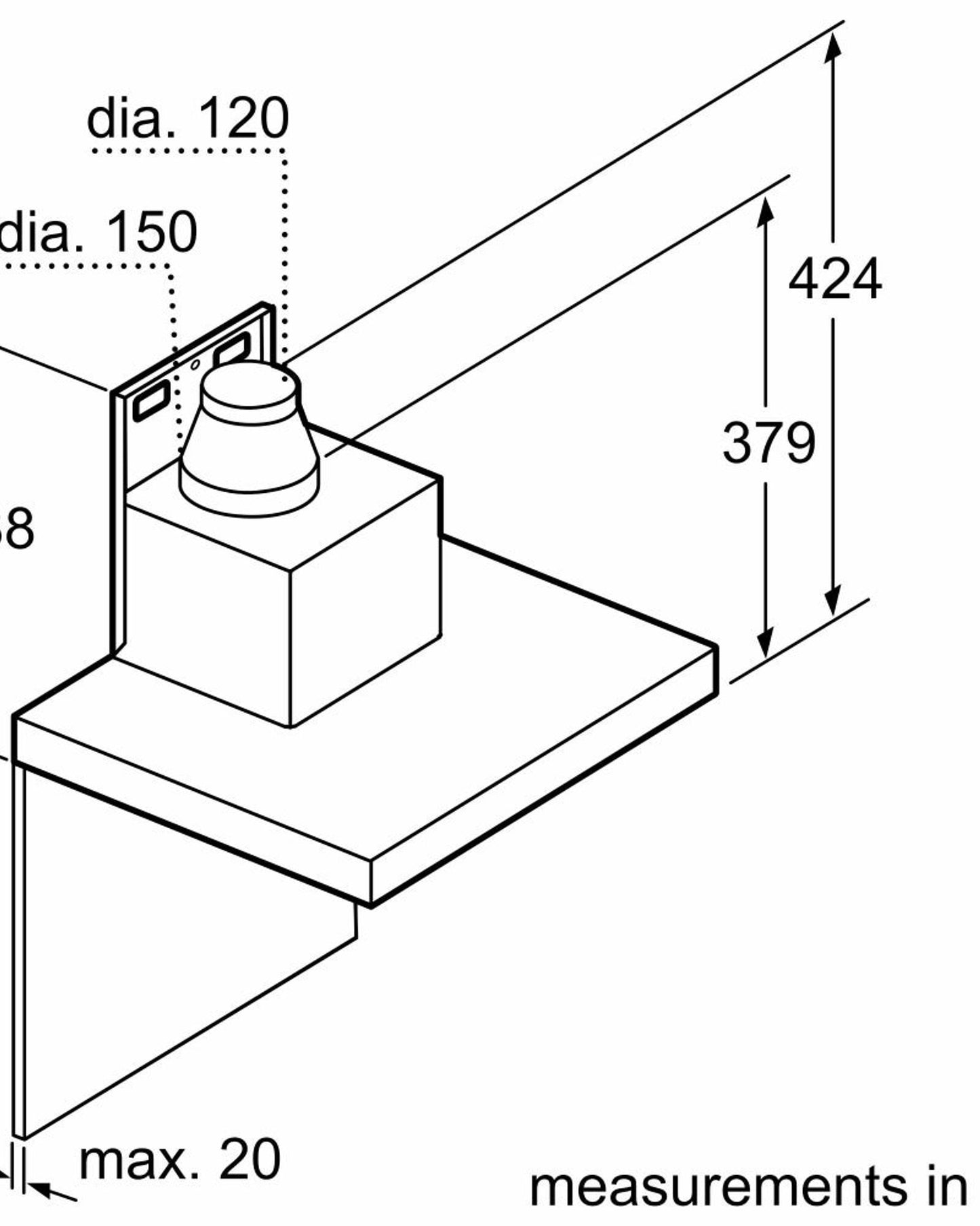 Bosch 60cm Series 6 Wall-Mounted Cooker Hood Touch Control