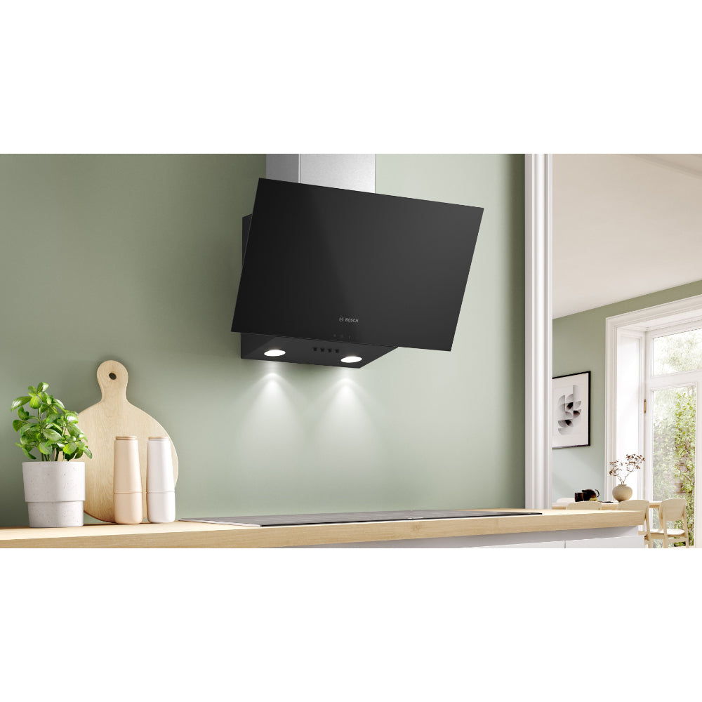 Bosch Series 2 Wall-mounted Hood 60 cm Clear Glass Black printed, DWK63PJ61M