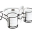 Shallow White soup set with Black Metal Stand 15 pieces