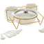 Bone China Shallow White soup set with Golden Metal Stand 15 pieces