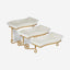 Shallow 3-Tier Serving Plate with Gold Rack, White, 3x30 cm – Elegant Dessert and Food Display Stand