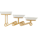 Shallow 3-Tier Serving Plate with Gold Rack, White, 3x30 cm – Elegant Dessert and Food Display Stand