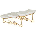 Shallow 3-Tier Serving Plate with Gold Rack, White, 3x30 cm – Elegant Dessert and Food Display Stand