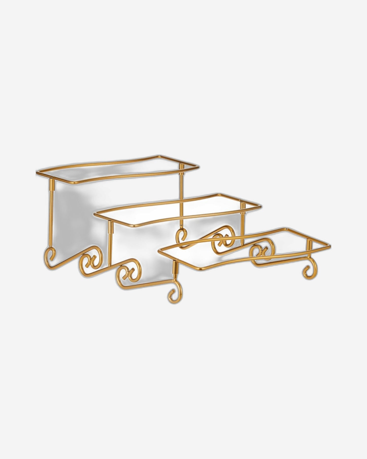 Shallow 3-Tier Serving Plate with Gold Rack, White, 3x30 cm – Elegant Dessert and Food Display Stand