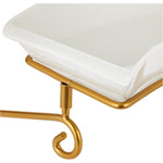 Shallow 3-Tier Serving Plate with Gold Rack, White, 3x30 cm – Elegant Dessert and Food Display Stand