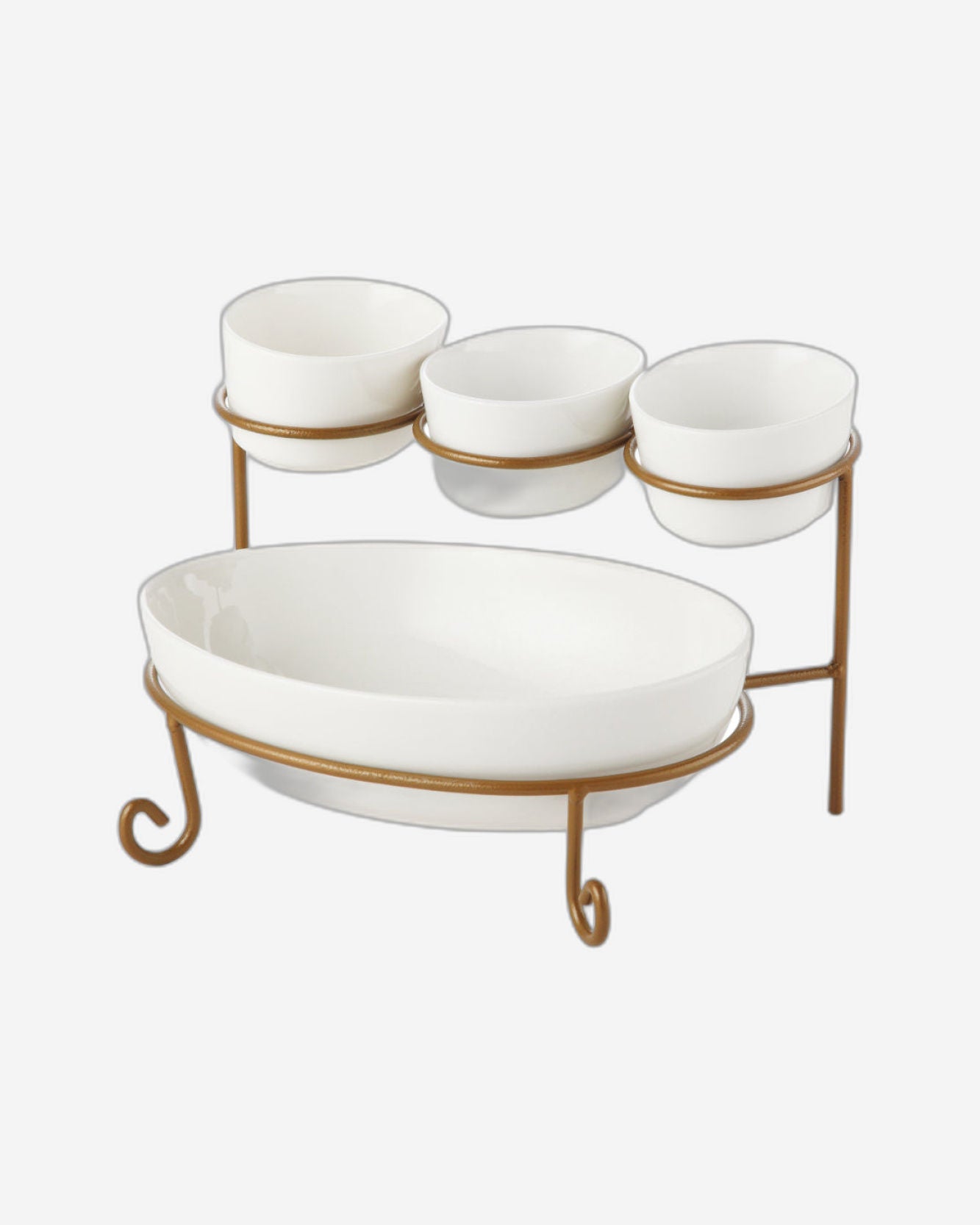 Shallow 4"/9.25" 2-Tier Oval Serving Set – Elegant White Porcelain Serving Tray for Desserts and Appetizers