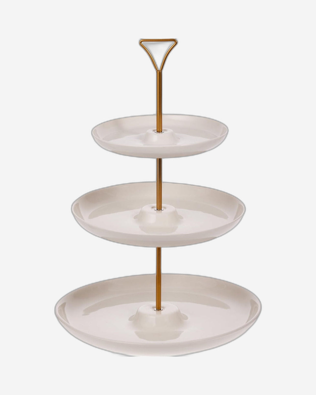 Bone China Shallow 7"/9"/11" 3-Tier Round Plate with Gold Stand – Elegant Serving Set for Appetizers, Desserts, and Snacks