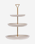 Bone China Shallow 7"/9"/11" 3-Tier Round Plate with Gold Stand – Elegant Serving Set for Appetizers, Desserts, and Snacks